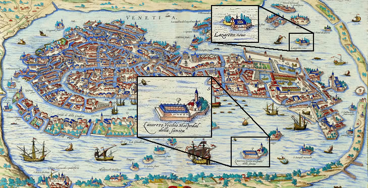 Map of Venice and the Lazarettos